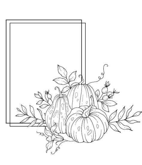 Thanksgiving Line Art, Pumpkin Line Drawing, Illustration Outline, Pumpkin Arrangements, Line Art Illustration, Floral Drawing, Card Drawing, Stationery Templates, Business Card Maker