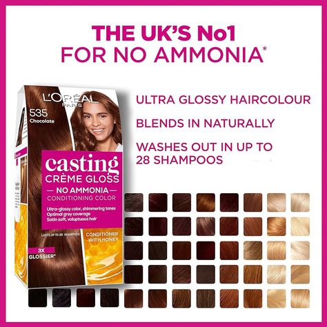 L’Oréal Paris Ammonia Free Semi-Permanent Hair Dye, 645 Amber Red, Glossy Hair Colour, Natural Looking Finish, For up to 28 Shampoos, Casting Crème Gloss, 1 Application : Amazon.co.uk: Beauty Loreal Hair Dye, Loreal Casting Creme Gloss, Dark Brown Hair Dye, Permanent Hair Dye Colors, Casting Creme Gloss, Semi Permanent Hair Dye, Black Hair Dye, Dyed Red Hair, Brown Hair Dye