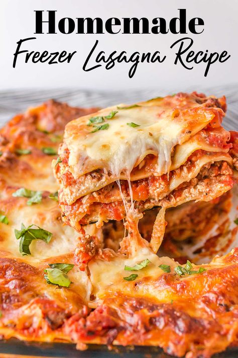 Freezer Meals Italian, Easily Freezable Meals, Freezable Lasagna Recipe, Freezer Meals Lasagna, Frozen Lasagna Recipe Freezer Meals, Lasagna Recipe For Freezing, Easy Freezer Lasagna, Meal Prep Lasagna Freezer Cooking, Lasagna Frozen Meal