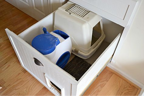 Under stair storage ~ also great hide away for litter box, etc. Would make outside panel decorative grate for ventilation. #cats #LitterBox #stairs Litter Box In Tiny House, Under Stairs Ideas For Cats, Cat Under Stairs, Litter Box Under Stairs, Rv Cat Litter Box Ideas, Under Stairs Cat Litter, Cat Area In House, Hidden Litter Boxes, Cat Space