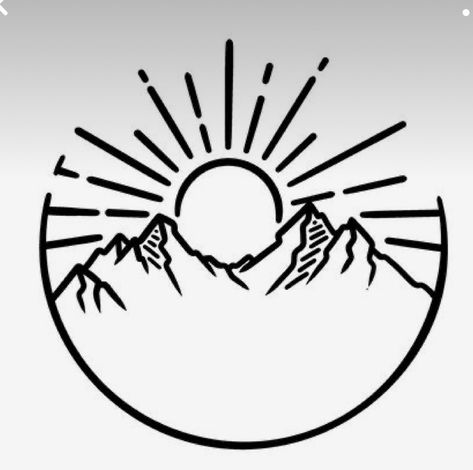 Sun Over Mountain Tattoo, Colorado Tattoo Ideas Simple, Wilderness Doodles, Sun Mountain Tattoo, Easy Mountain Drawing, Mountain Drawing Simple, Sunrise Tattoo, Colorado Tattoo, Arte Aesthetic