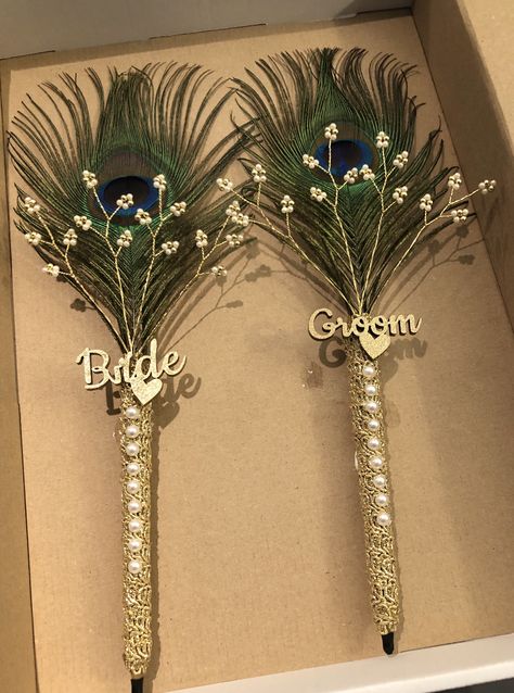 Nikah Pens Ideas, Nikah Pen Design, Nikkah Pen Ideas, Nikah Pen Diy, Nikah Pen Decoration Ideas, Team Bride Logo, Nikkah Pen, Nikah Pen, Must Have Wedding Pictures