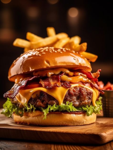 Burger Menu Photography, Cheese Burger Photography, Burger And Fries Aesthetic, Burger Photography Ideas, Hamburger Photography, Burgers Photography, Burger Food Photography, Burgers Aesthetic, Aesthetic Burger