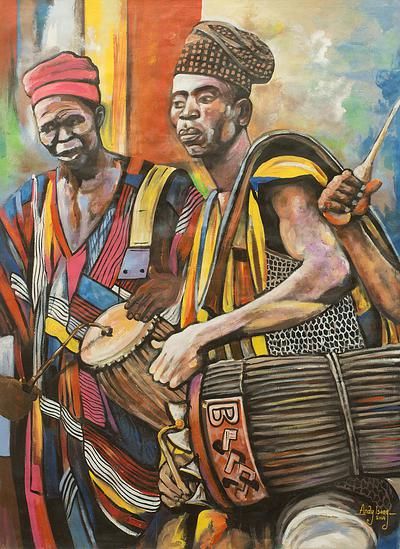 'Yoruban Celebration Uwa-Mbe' (2013) - Yoruban Drummers Original Signed Painting African Art Paintings Culture, African American Artwork, Drummers, African Paintings, Afrique Art, African Art Paintings, Ethnic Art, Expressionist Painting, Africa Art