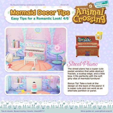 Acnh Mermaid, Acnh Guide, Acnh Tips, Acnh House, Mermaid Island, Tomodachi Life, Ocean Themed Bedroom, Sewing Creations, Mermaid Room