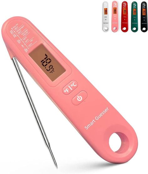 Smart Guesser Digital Meat Thermometer with Backlight for Kitchen Cooking-Instant Read Food Thermometer for Meat, Deep Frying, Baking,Grilling BBQ-Pink, (UIE-OT-104) Purple Kitchen Accessories, Kitchen Thermometer, Digital Meat Thermometer, Thermometer Temperature, Grill Oven, Purple Kitchen, Cooking Thermometer, Meat Thermometer, House Essentials