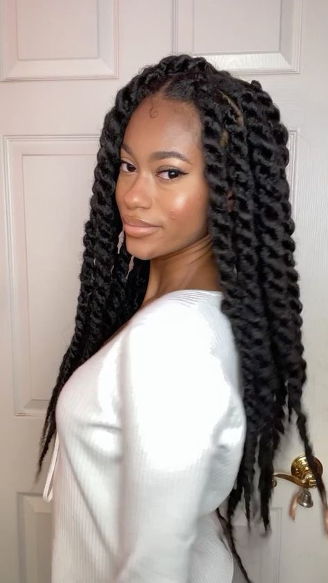 Marley Twists Tutorial, Jumbo Marley Twists, Marley Twist Styles, Twists Tutorial, Rope Twist Braids, Marley Twist Hairstyles, Chunky Twists, Natural Hair Short Cuts, Protective Hairstyles For Natural Hair