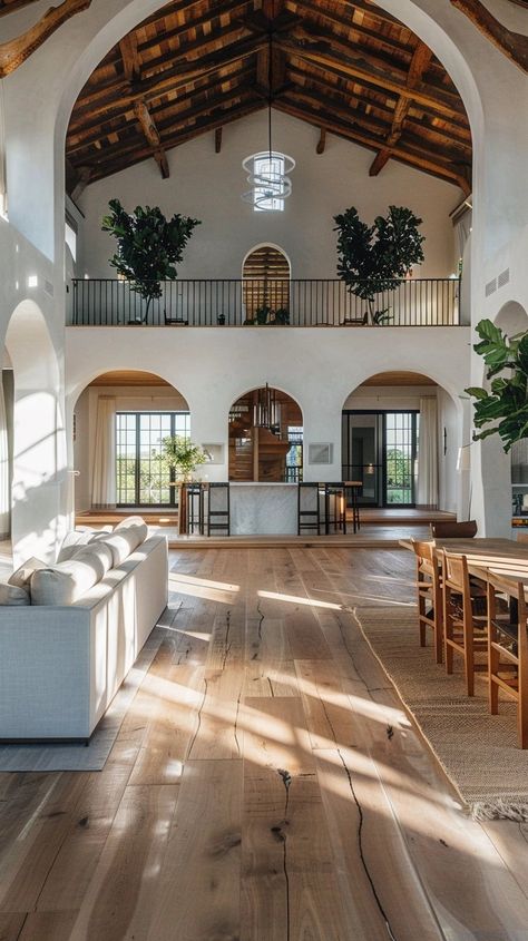 If I Designed an Abandoned Church — Living Bright Interiors Spanish Barndominium Ideas, Ranch Mediterranean Homes, Grand Ceiling Design, Tiles For Floor Interior Design, Unique Home Renovations, Brick Cottage Interior, Old Home Character, Older House Interior Design, Floral House Aesthetic