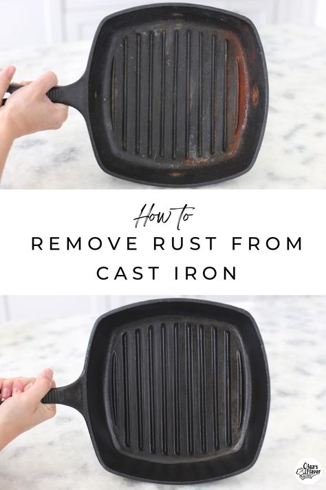 Cleaning Rusty Cast Iron, Rusted Cast Iron Skillet, Mess Kitchen, Rusty Cast Iron Skillet, Seasoned Cast Iron Pan, Homestead Kitchen, Cast Iron Grill Pan, Cast Iron Cleaning, Foods With Iron