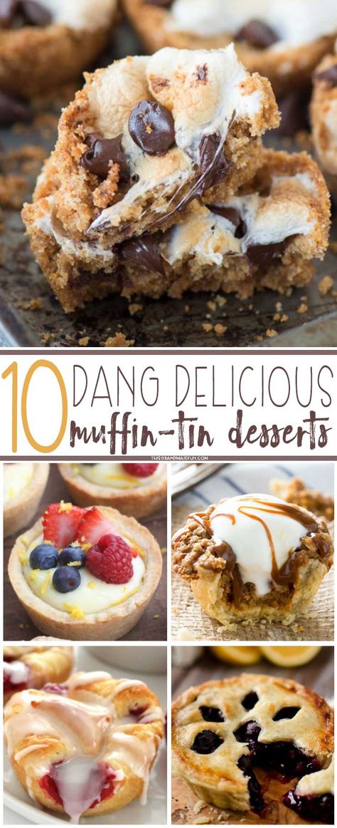 10 Dang Delicious Muffin-Tin Desserts After School Desserts, Desserts In A Muffin Tin, Muffin Tin Snacks, Dessert In Muffin Tin, School Lunch Dessert Ideas, Office Baking Ideas, Cupcake Pan Desserts, Cupcake Tin Desserts, Desserts In Cupcake Liners