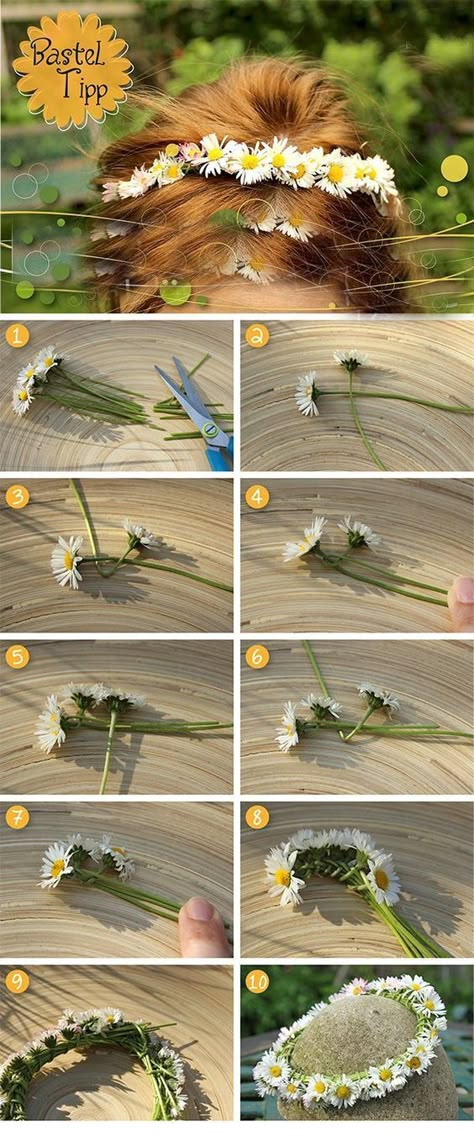 Daisy Crown, Kraf Kertas, Diy Flower Crown, Crown Crafts, Fleurs Diy, Instruções Origami, Seni Dan Kraf, Kraf Diy, Fun Easy Crafts