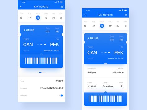 Digital Ticket Design, Air Ticket Design, Online Ticket Design, Boat Ticket Design, Airline Tickets Design, Ticketing System Ui Design, Flight App, Flight Booking App, Uber App