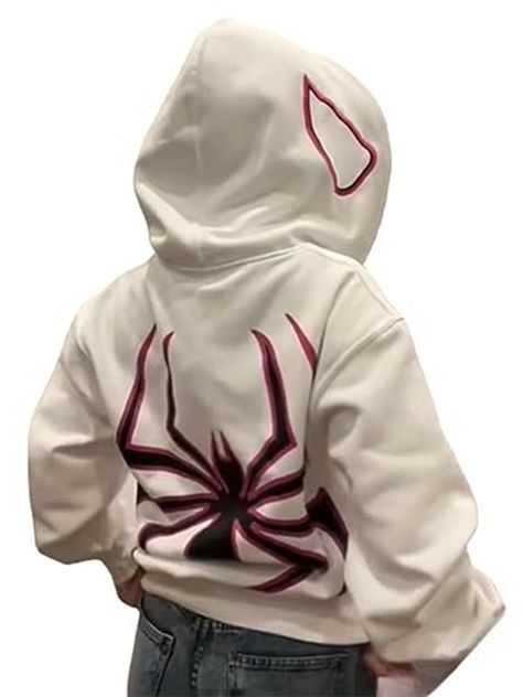 PRICES MAY VARY. 【MATERIAL】Womens spider graphic hoodies zip up sweatshirt jacket, made of 80% cotton and 20% polyester, soft, skin friendly, warm and stretchy, comfy for wear. Y2k sweatshirt oversized for women zipper hoodies, harajuku vintage e-girl punk gothic hoodies streetwear y2k trendy sweatshirts with hooded. 【FEATURES】Y2k hoodies aesthetic zip up hoodie oversized jacket coat, loose fit, long sleeve, hooded, full zip up,spider graphic. Unisex appeal, y2k style hoodie sweatshirt perfect f Gothic Hoodies, Gothic Jackets, Hallowen Costume, Eye Print, Y2k Hoodie, Grunge Streetwear, Grunge Vintage, Harajuku Streetwear, Sweatshirt Zipper