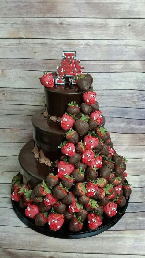 Hogberries and chocolate? ? Yes, please! Razorback Cake, Razorback Party, Senior Graduation Party, Cake Homemade, Magic Party, Groom Cake, Grad Party Decorations, Pre Party, Arkansas Wedding