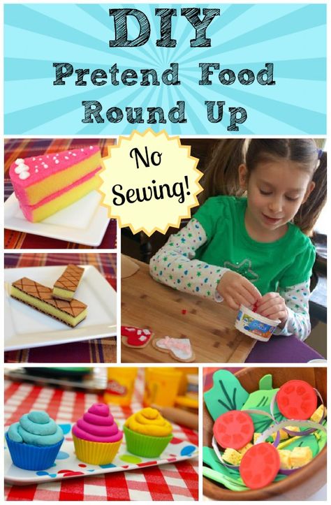 DIY Pretend Food Round Up #parenting #kids #crafts #gifts #diy #creativePlay #playMatters Diy Play Kitchen Ideas, Sew Tutorials, Felt Food Diy, Craft Food, Dramatic Play Preschool, Food Play, Food Making, Food Activities, Felt Play Food