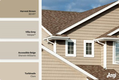 The Best Color Choices for a House With a Brown Roof Tan Roof House Colors, Best House Colors, Brown Roof House Colors Exterior Paint, Brown Roof House Colors, Brown Roof Houses, Brown Brick Houses, Brown Roofs, Red Brick House Exterior, Tan House