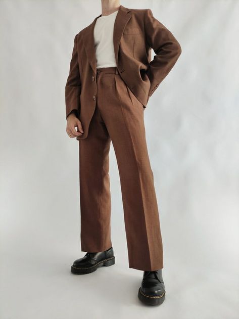 Wedding Suit Guest Men, Texas Wedding Guest Outfit Men, Brown Semi Formal Outfit Men, Summer Gala Outfit Men, Earth Tone Formal Outfit Men, Men Suit Oversized, Brown Tie Outfit Men, Outfit For Wedding Guest Men, Suit For Short Men