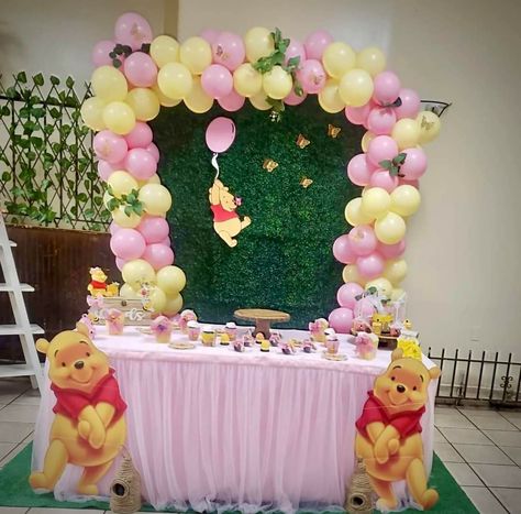 Winnie The Pooh Themed Birthday Party Decorations, Weenie The Pooh 1st Birthday Party, Piglet Birthday Party, Winnie The Pooh Party Decor, Winnie The Pooh 1st Birthday Party, Pooh First Birthday Girl, Pink Winnie The Pooh, Winnie The Pooh 2nd Birthday Party Girl, Piglet Baby Shower Ideas