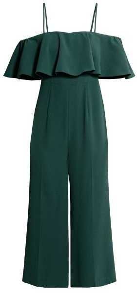 Such a cute jumpsuit! Love the forest green color and the cut is so flattering.. must have!    H&M Jumpsuit with Flounce    Affiliate Casual Party Dresses, Cute Rompers, Fall Color, Warm Outfits, Favorite Dress, Fall Winter Outfits, Stylish Dresses, Summer Fall, Quality Clothing