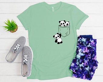 Panda | Etsy Panda Tshirt Design, Tshirt Pocket Design, Panda T Shirt, Panda Outfit, Panda Family, Family Tshirt, Panda Shirt, Panda Tshirt, Design Tshirt