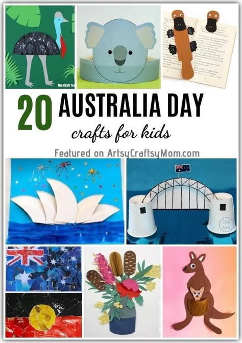 International Crafts For Kids, Australia Art Projects For Kids, Australia Day Activities For Kids, Australia Kids Crafts, Australia Day Craft, Australia Crafts For Kids, Around The World Crafts For Kids, Kangaroo Craft, Australia For Kids