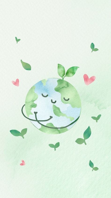 Earth Cartoon Wallpaper, Cute Earth Wallpaper, Mother Earth Wallpaper Iphone, Vegan Wallpaper Iphone, Vegan Wallpaper Backgrounds, Cute Earth Drawings, Save The Planet Wallpaper, Earth Illustration Art, Earth Wallpaper Aesthetic