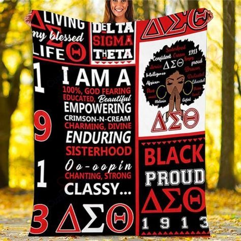 Delta Sigma Theta Sherpa Fleece Blanket A8VAMQVMD0 Delta Sigma Theta Crossing Gifts, Delta Sigma Theta Outfits, Custom Blanket, Blanket Black, White Fleece, Delta Sigma Theta, Elegant Colors, Photo Blanket, Personalised Blankets