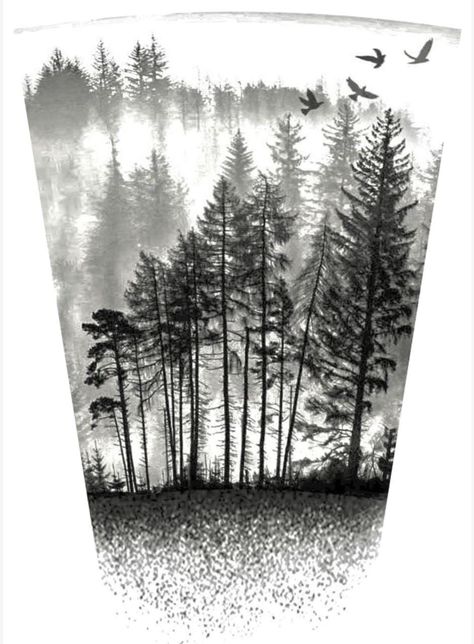 Wood Sleeve Tattoo, Forest Tattoo Sleeve Stencil, Tree Line Tattoo Design, Tree Line Tattoo Stencil, Redwood Forest Tattoo, Mens Tree Tattoo, Woods Tattoo Design, Tattoo Woods Forest, Forrest Tattoo Designs