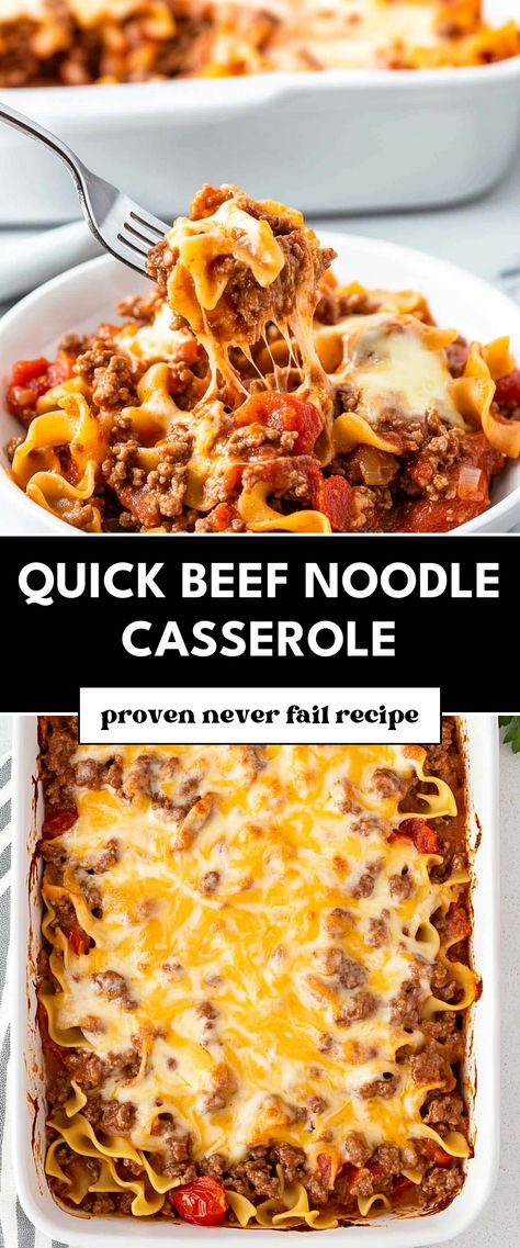 Image for Quick Beef Noodle Casserole Company Beef Casserole, Hot Dishes Casserole Ground Beef, Noodle Ground Beef Casserole, Family Dinner Ground Beef, Fast Easy Casserole Dinners, Beef Noodle Casserole Recipes, Ground Beef Weeknight Dinner, Crazy Good Casserole Recipe, Meat Casserole Recipes Main Dishes