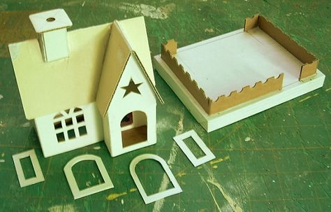 Paper Village, Cardboard Houses, Holiday Houses, Template Free Printable, Glitter House, Putz House, House Template, Christmas Houses, Christmas Village Houses