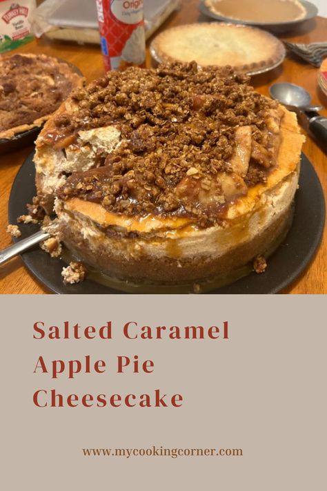 Embark on a culinary journey with our Salted Caramel Apple Pie Cheesecake, a divine creation that blends the velvety richness of cheesecake with the warmth of spiced apples and the allure of salted caramel. #recipe #valentinescooking #sweet #cheesecake #applepie #snack Apple Cheesecake Pie, Salted Caramel Recipe, Apple Pie Cheesecake, Salted Caramel Apple Pie, Salted Carmel, Turkey Hill, Caramel Recipe, Pie Cheesecake, Caramel Apple Cheesecake