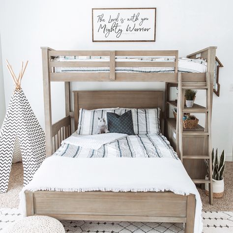 The Boy's Bedroom - Bunk bed, teepee, rug, modern farmhouse, ideas, beddy's, arrows, white, style, decor, inspiration, fun, cute Boys Bedroom Bunk Beds, Bunk Bed Rooms, Bunk Bed Designs, Boy Bedroom Design, Shared Bedroom, Dekorasi Kamar Tidur, Shared Room, Big Boy Room, Logo Restaurant