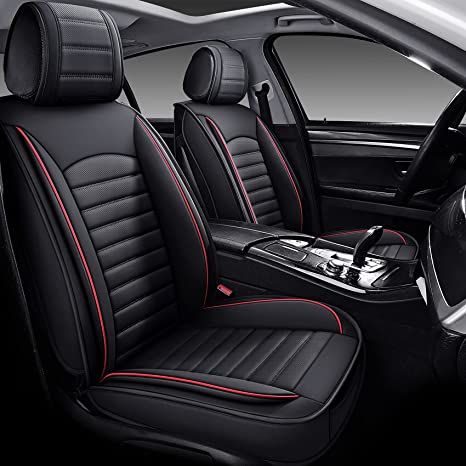 Amazon.com: OMOKA AUTO Car Seat Covers with Waterproof Leather,Vehicle Cushion Cover for Cars SUV Sedan Pick-up Truck Universal Fit Set for Most Cars (Black-Red, 5 Sets Full Seat) : Automotive Cars Black, Cars Suv, Truck Seat Covers, Leather Car Seat Covers, Leather Car Seats, Car Seat Cover Sets, Car Seat Cushion, Seat Cushion Covers, Sedans