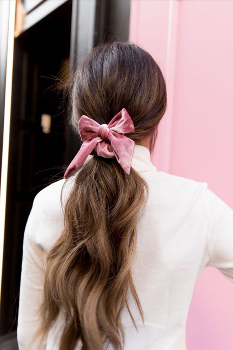 Low Ponytails - Hair Extension Styling Ponytail Looks, Glittery Hair, Low Ponytails, Two Dutch Braids, Velvet Bows, How To Sleep, How To Tie Ribbon, Hair To One Side, Hairstyles For Girls