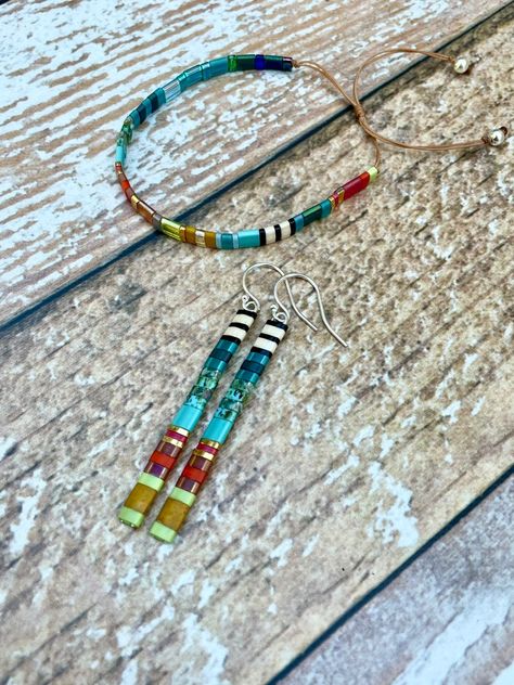 Tila Bead Earrings, Adjustable Friendship Bracelet, Native Earrings, Diy Jewellery Designs, High Point Nc, Tila Beads, Beads Bracelet Design, Bracelet Earring Set, Square Tile