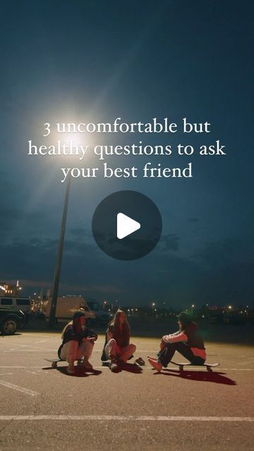 Mileage Cards on Instagram: "Read caption ⬇️ 

Strengthen your bond with your best friend by delving into uncomfortable yet constructive conversations with these three questions:

1. Is there anything about our friendship or my behavior that you’ve been hesitant to address or discuss?

2. How do you honestly feel about our level of communication, and is there anything you think we could improve upon?

3. Are there any unresolved conflicts or lingering tensions between us that you feel we need to address for the health of our friendship?

Which is the most uncomfortable question to ask?" Checking In On Friends, Asking My Friends Unanswerable Questions, Questioning Friendship Quotes, Conversation Between Two Friends, Questions To Ask Your Best Friend Friendship, Quotes Asking Questions, How To Tell Someone You Don’t Want To Be Friends, Our Friendship, Questions To Ask