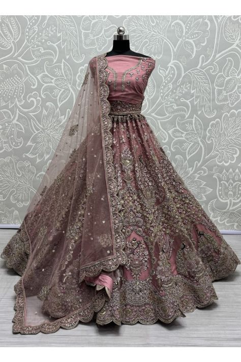 Mauve Net Heavy Designer Lehenga Choli Set Dusty Pink Lehenga, Bridal Wedding Lehenga, Plus Size Lehenga, Wedding Lehenga Choli, Lehenga Crop Top, Bridesmaid Lehenga, Choli Dress, Lehenga Choli Wedding, Floral Lehenga