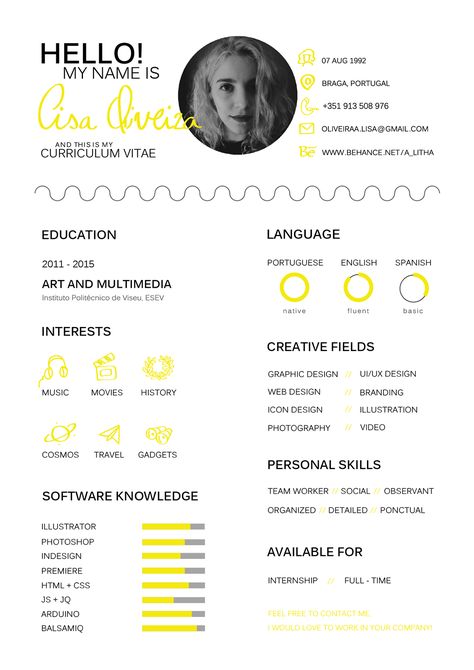 My Curriculum Vitae Curriculum Vitae Creative, Curriculum Vitae Design, Cv Original, Cv Inspiration, Graphic Design Cv, Graphic Design Jobs, Resume Layout, Infographic Resume, 포트폴리오 레이아웃