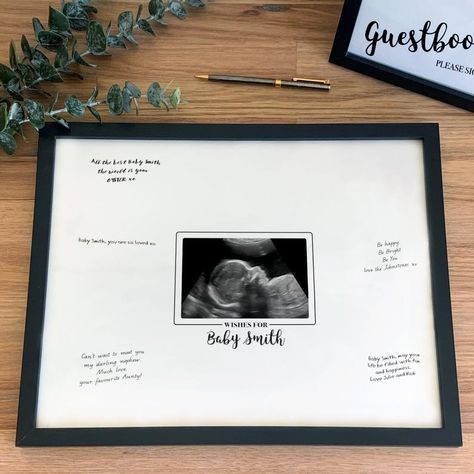 Ultrasound Signing Board, Sonogram Picture Guest Book, Onesie Guest Book Sign, Framed Ultrasound Pictures, Guess Book, Ultrasound Picture Frame, Sonogram Pictures, Baby Shower Pictures, Baby Guest Book