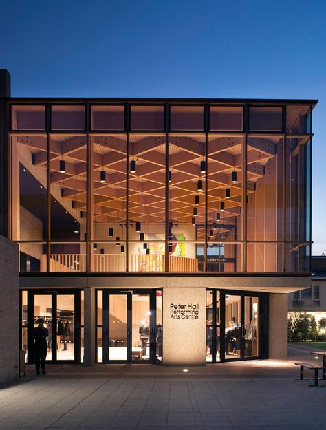 Technical Theatre, Performing Arts Theater, Theater Architecture, Performing Arts School, Theatre Interior, Timber Roof, Facade Lighting, School Campus, Studios Architecture