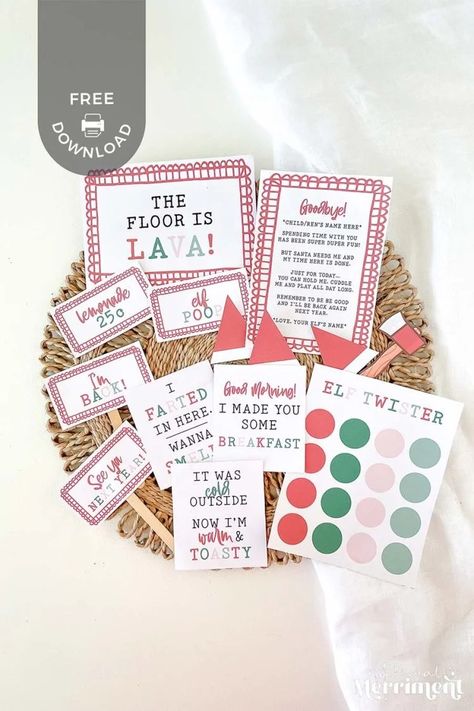 Simplify your Christmas activities with these free printable Elf on the Shelf Props. This kit comes with a range of fun, modern accessories that you can use for your antics. You'll find signs, games, a letter and various props to help your Elf complete their fun activities. I update this kit every year so be sure to check back at A Visual Merriment! | Christmas Activities, Elf On Shelf Printables, Christmas Printables, Free Printables, Props Free, Elf Kit, Holiday Activities, Elf Props Elf On The Shelf Kit Ideas, Free Elf Printables, Elf On The Shelf Accessories, Elf On Shelf Props, Elf On The Shelf Props, Free Printable Elf Props, Elf On The Shelf Props Free Printable, Diy Elf On The Shelf Kit, Elf On The Shelf Free Printables