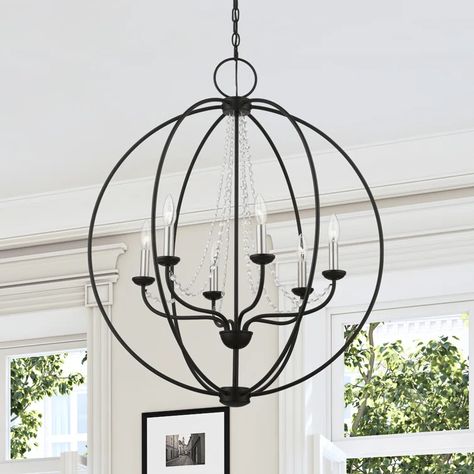 Gracie Oaks Ledjon 6 - Light Dimmable Globe Chandelier | Wayfair Bubble Chandelier Dining Room, Black Orb Chandelier, Globe Chandelier Dining Room, Wayfair Lighting, Orb Chandelier, Living Room Light Fixtures, Bubble Chandelier, Elegant Dining Room, Globe Chandelier