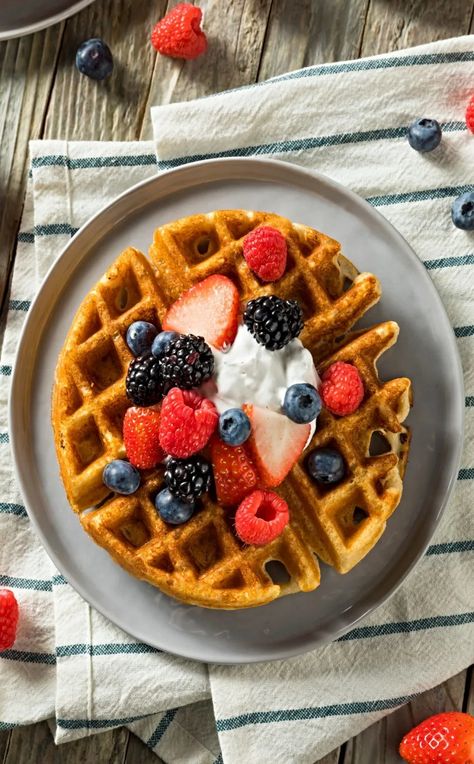 Waffles With Self Rising Flour | Treat Dreams Low Calorie Protein, Waffle Ingredients, Crispy Waffle, Protein Waffles, Waffle Toppings, Low Carb Dessert, Waffle Mix, Belgian Waffles, Self Rising Flour