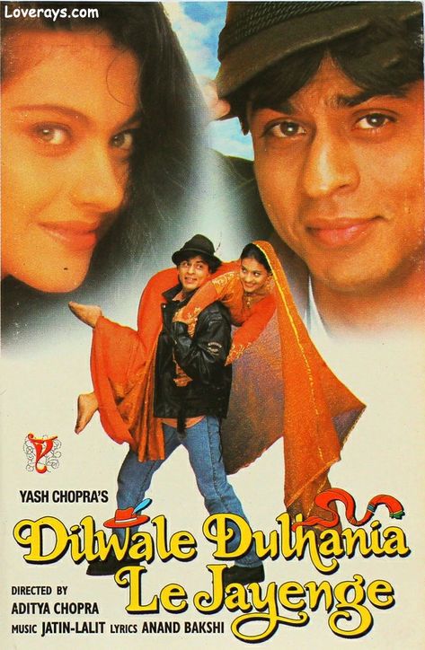 Shah Rukh Khan Kajol, Dilwale Dulhania Le Jayenge, Amrish Puri, Old Bollywood Movies, Srk Movies, Best Bollywood Movies, Old Film Posters, 1995 Movies, Bollywood Films