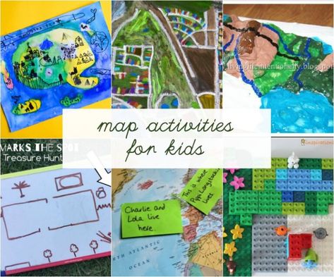 Super simple map activities for kids that teach map skills and spatial reasoning as well as help kids learn geography. Map Making Ideas, Map Activities For Kids, Teaching Map Skills, Learn Geography, Teaching Maps, Wolf Scouts, Pre-k Science, Class Board, Spatial Reasoning