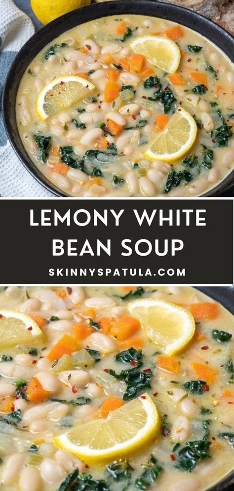 Lemony White Bean Soup Lemony White Bean Soup Nyt, Lemony White Bean Soup With Turkey And Greens, Lemon Bean Soup, Lemon Rosemary White Bean Soup, Greek Lenten Recipes, Lemony White Bean Soup, Quick Soups, Spring Soup Recipes, Veggie Soups