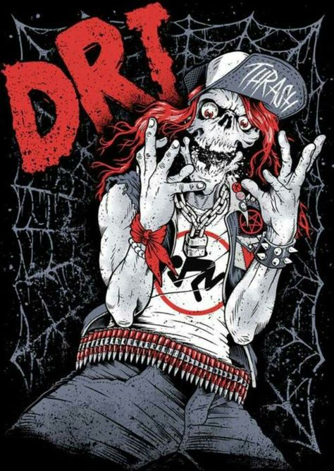 D.R.I. Crossover/Thrash Metal Black Metal Art, Punk Poster, Jerry Lee Lewis, Heavy Metal Art, Arte Punk, Roy Orbison, Jeff Buckley, Extreme Metal, Punk Art