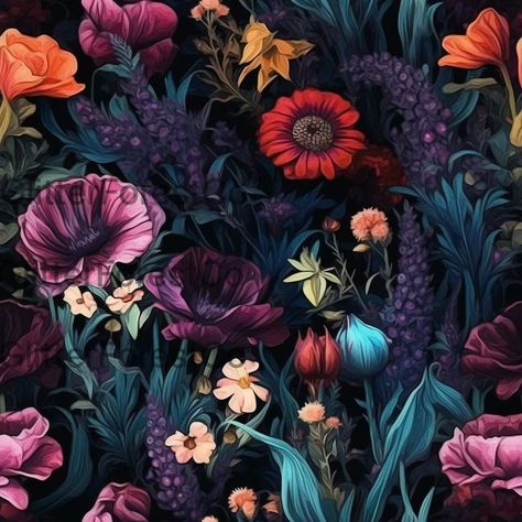 Moody Floral Seamless Flower Pattern Digital Pattern Repeat - Etsy Canada Jewel Tone Floral Wallpaper, Sublimation Patterns Design, Jewel Tone Aesthetic, Jewel Tone Wallpaper, Jewel Tones Wallpaper, Gothic Color Palette, Etsy Mugs, Jewel Tone Decor, Dark Floral Pattern