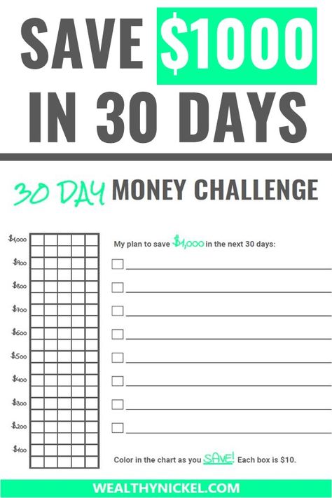 Join the 30 day money saving challenge to find out how to save $1000 in one month. Get out of debt and save money with this 30 day challenge. Get a free printable, along with practical tips to help you save $1000 this month! #moneychallenge #moneysavingchallenge #savemoney #getoutofdebt 30 Day Money Saving Challenge, Money Challenges, Fire Movement, Save 1000, Money Inspiration, Cha Ching, Saving Plan, Savings Challenges, Colorful Outfits