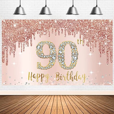 Amazon.com: Happy 90th Birthday Banner Backdrop Decorations for Women, Rose Gold 90 Birthday Party Sign Supplies, Pink 90 Year Old Birthday Poster Background Photo Booth Props Decor : Home & Kitchen Birthday Poster Background, 70th Birthday Banner, Happy 70th Birthday, 60th Birthday Ideas, 90th Birthday Party, 60 Birthday, 80th Birthday Party, Party Sign, Poster Background